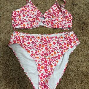 SHEIN Floral Bikini Set - Pink and Red